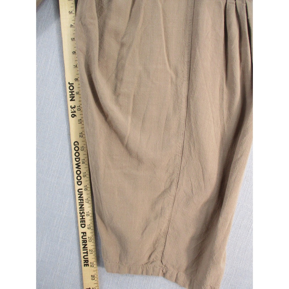 Lagenlook Harem Pants Tan Khaki Elastic Waist Wide Leg Cropped Boho Trousers XL - Picture 5 of 12